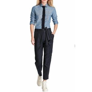 Polo Ralph Lauren Pinstripe Straight Wool Trousers in French Navy